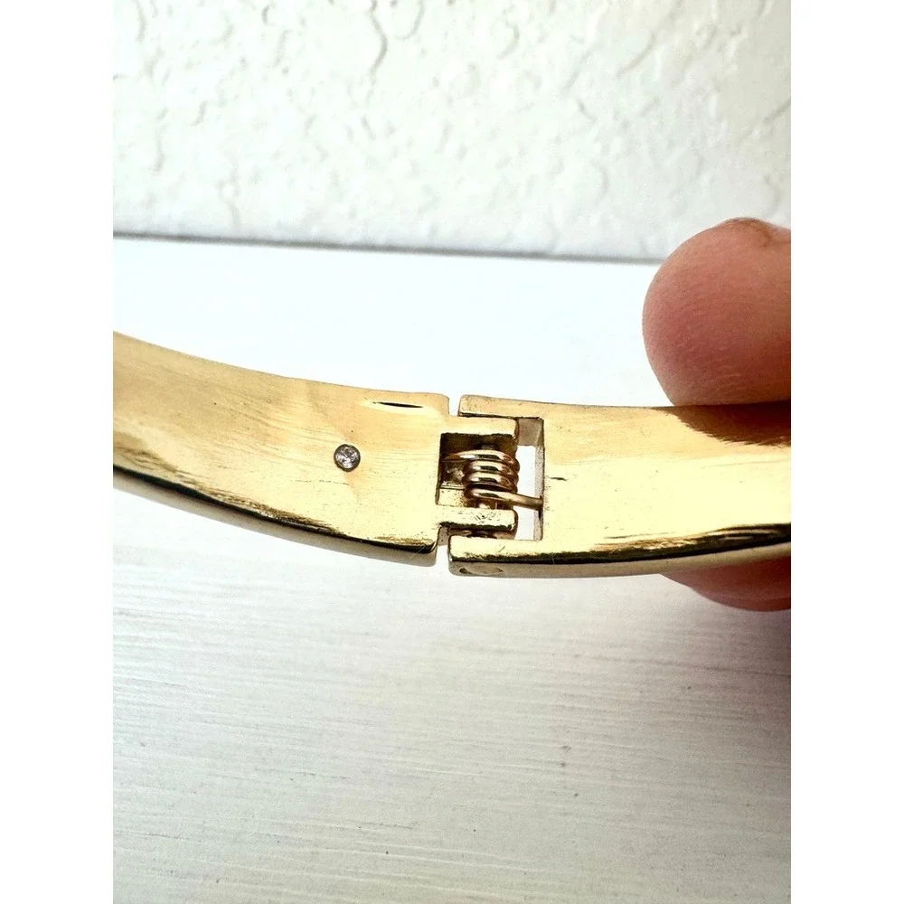 Gold‎ Tone Hinged Bangle Bracelet Tubular Minimalist Stackable 7